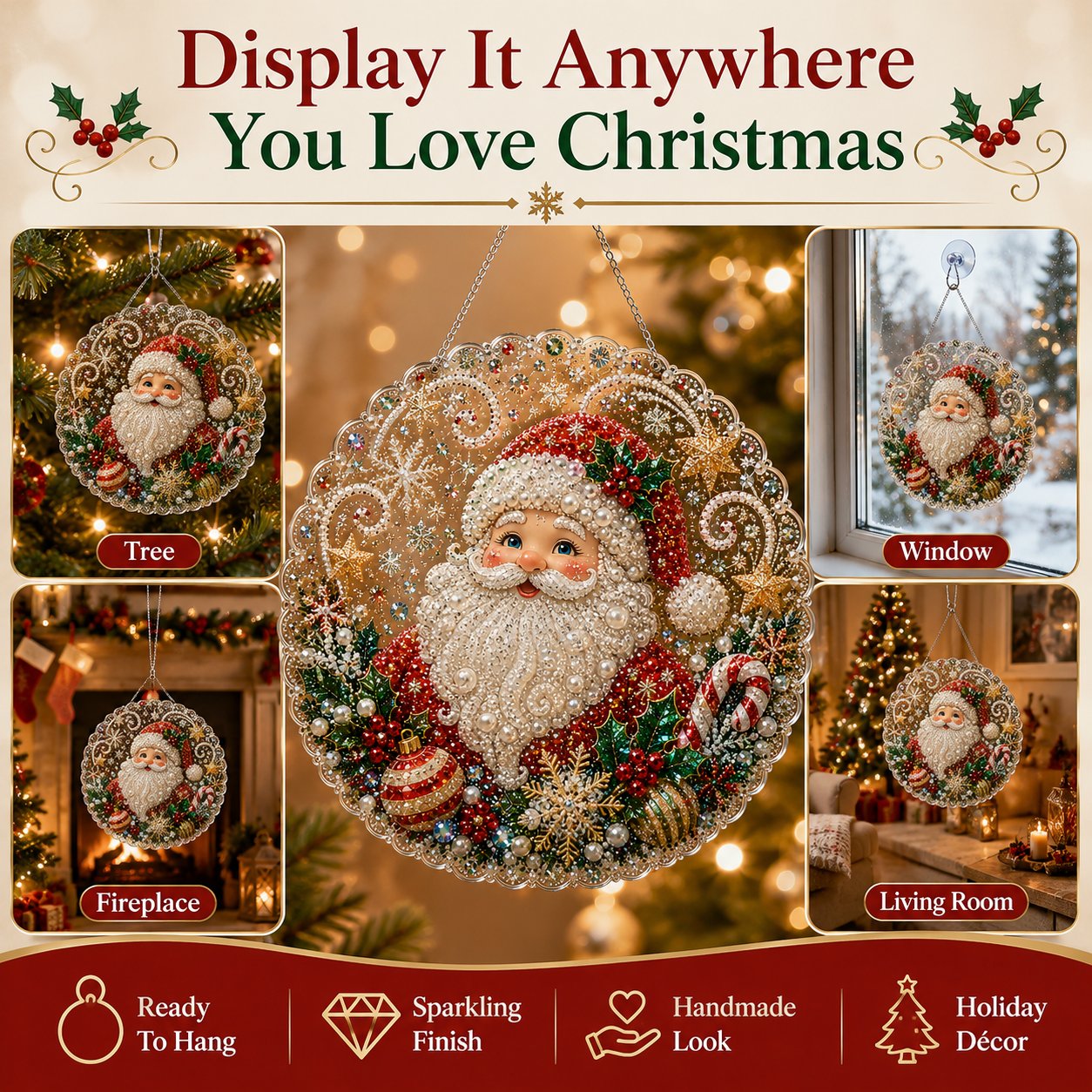 🎄CHRISTMAS EARLY BIRD SALE — 70% OFF – ✨ Christmas Pearl Diamond Art Hanging Ornament Kit | Luxury Flocked Canvas with Scratch-Resistant Non-Fading Pearl Beads DIY Handmade Holiday Hanging Decor 🎅💎