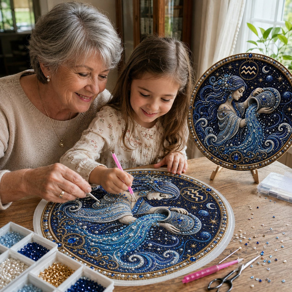 🔥 LAST DAY 70% OFF – ✨ Premium 3D Pearl 12 Zodiac Signs Art Kit | Luxury Flocked Canvas with Scratch-Resistant Non-Fading Pearl Beads DIY Handmade Astrology Decor ♈🌙💎