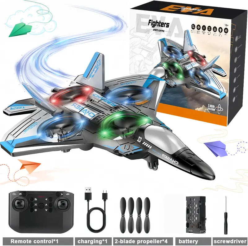 🔥Last Day Promo: 70% OFF-2.4G Remote Control Stunt Fighter Plane, Beginner Friendly RC Drone Aircraft With Headless Mode✈️