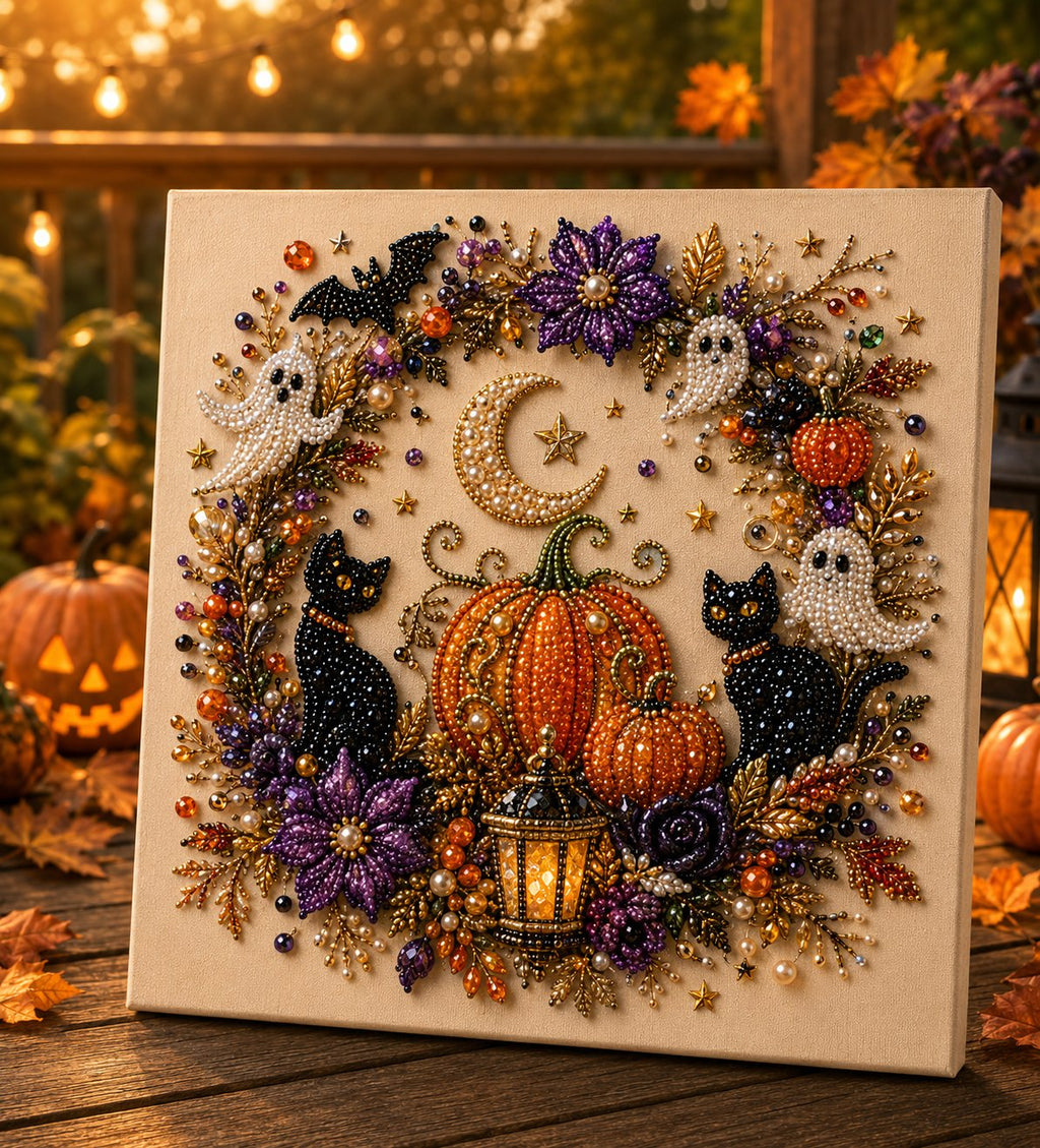 🔥 Last Day 70% OFF – 👻✨ Halloween Pearl Art DIY Kit – Turn Tiny Pearls into Spooky-Cute Magic