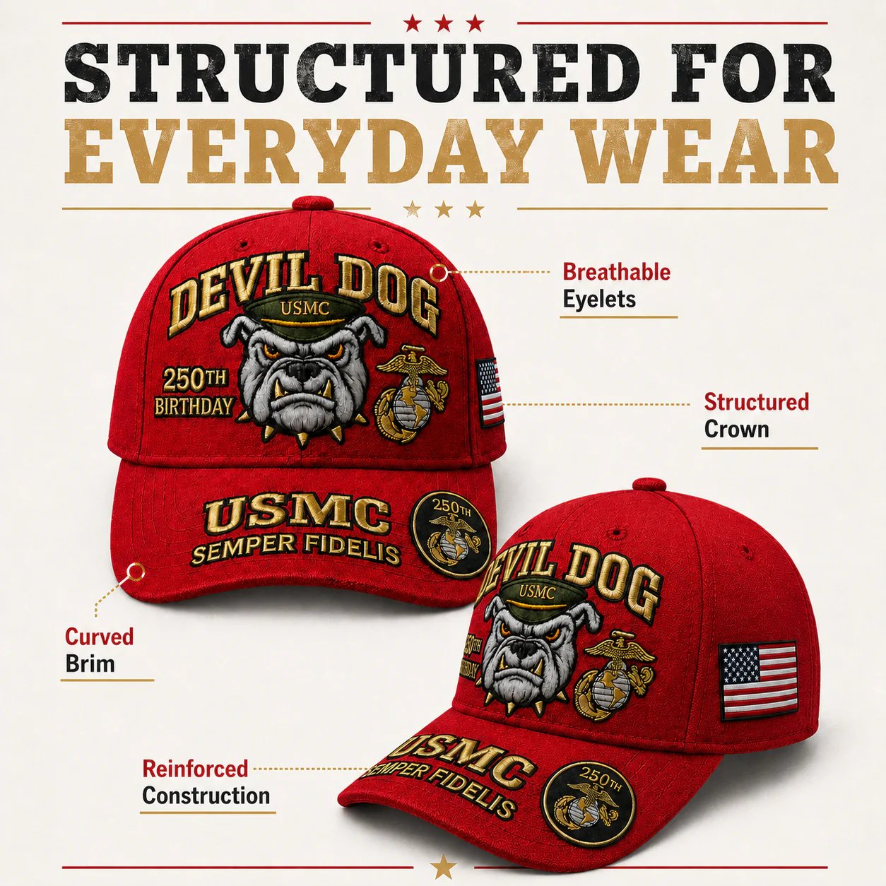 🔥 LAST DAY 50% OFF – 🇺🇸 USMC 250th Anniversary Cap