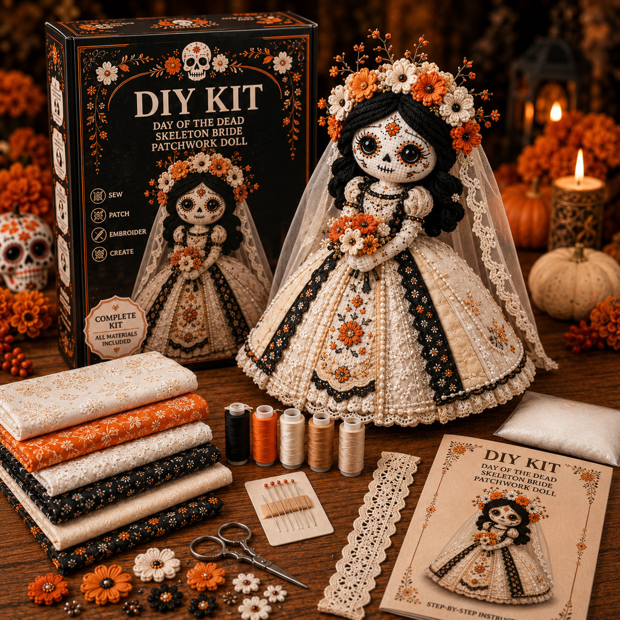🔥LAST DAY 70% - Day of the Dead Patchwork Doll DIY Kit