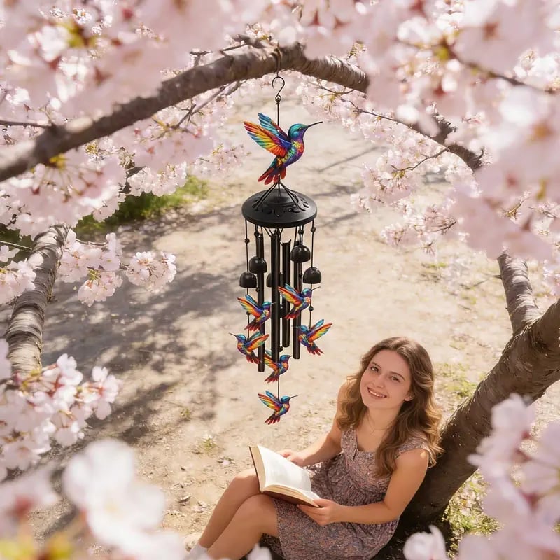 🔥Juneteenth 50% OFF-🐦Vintage Colorful Hummingbird Wind Chime with Metal Tubes and Bells