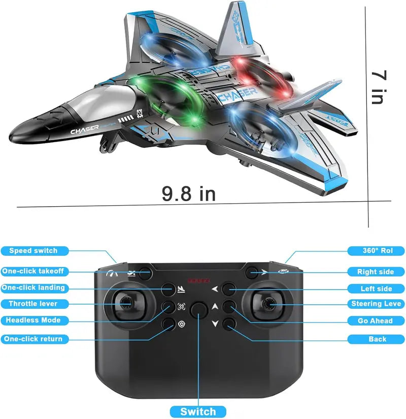 🔥Last Day Promo: 70% OFF-2.4G Remote Control Stunt Fighter Plane, Beginner Friendly RC Drone Aircraft With Headless Mode✈️
