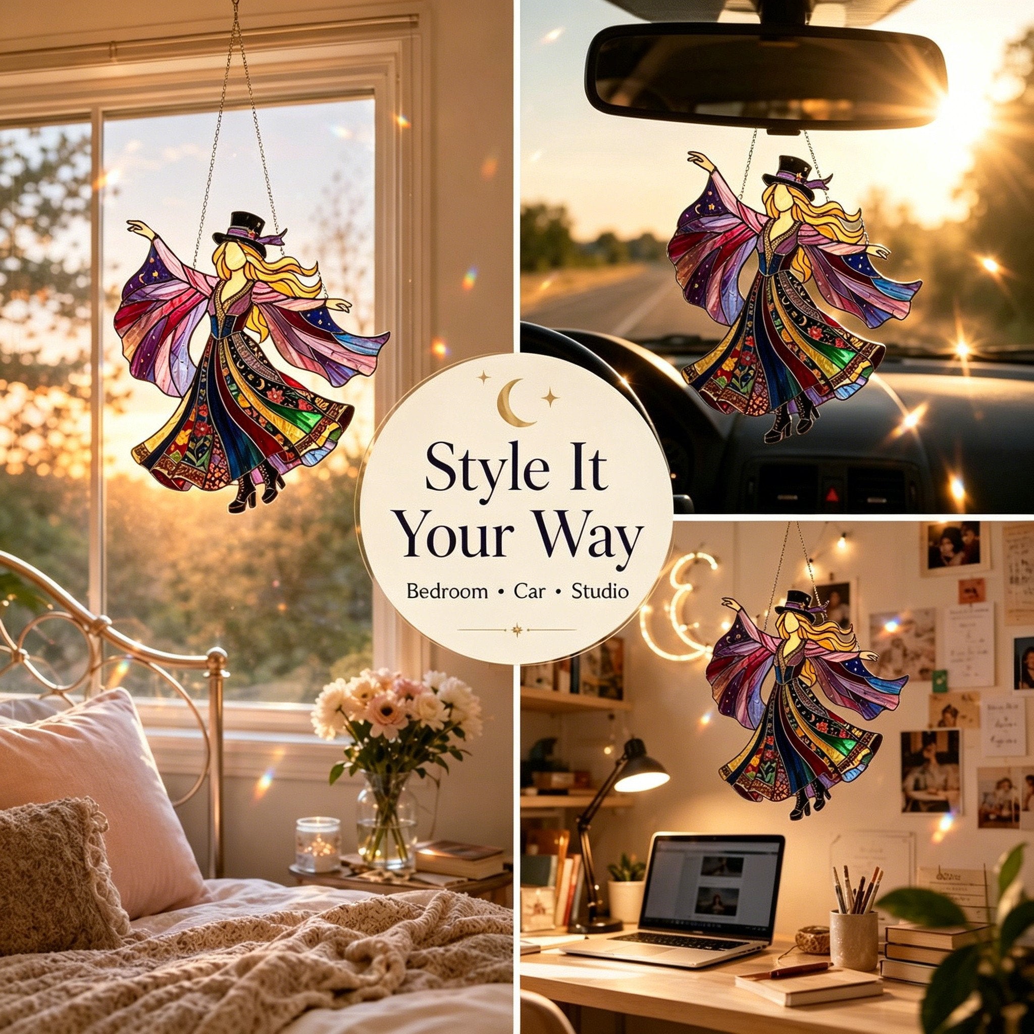 💥 LAST DAY 50% OFF – 🌙 Stevie Nicks Collector's Suncatcher