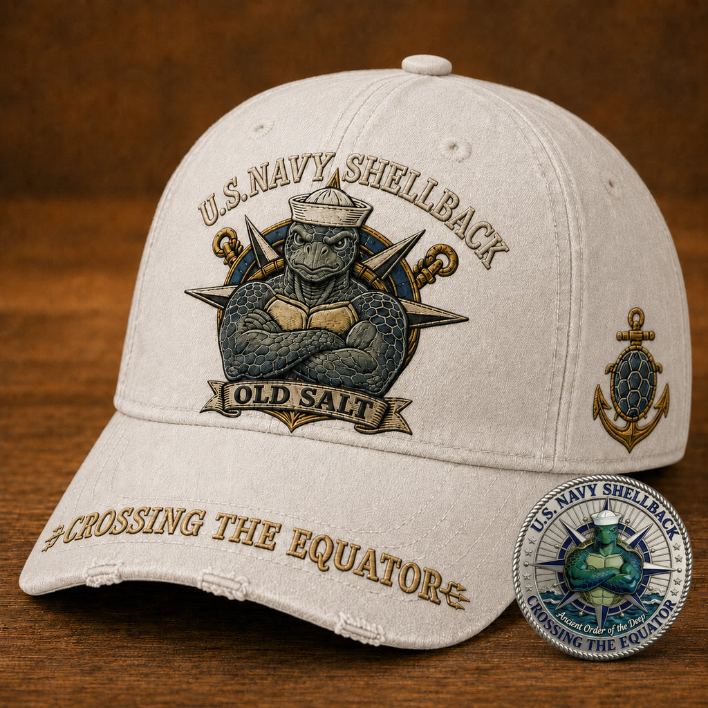 🔥 Last Day 70% OFF - U.S. Navy Shellback Old Salt Cap 🎁 Free Double-Sided Honor Coin With Every Cap Purchase