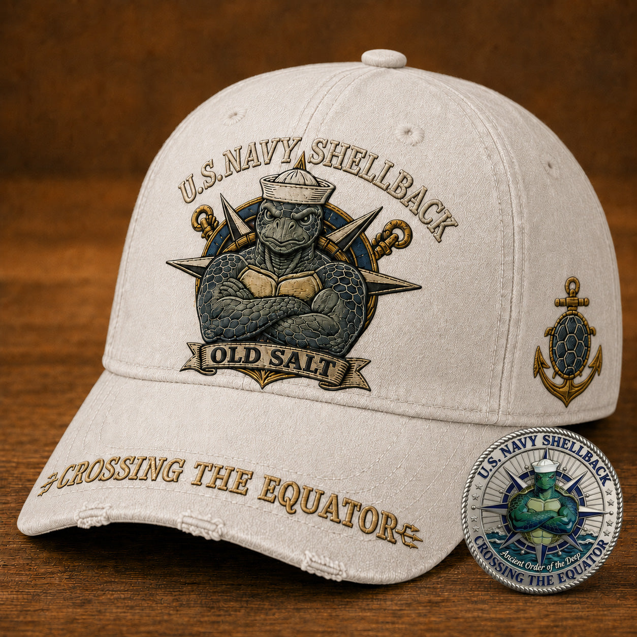 🔥 Last Day 70% OFF - U.S. Navy Shellback Old Salt Cap 🎁 Free Double-Sided Honor Coin With Every Cap Purchase