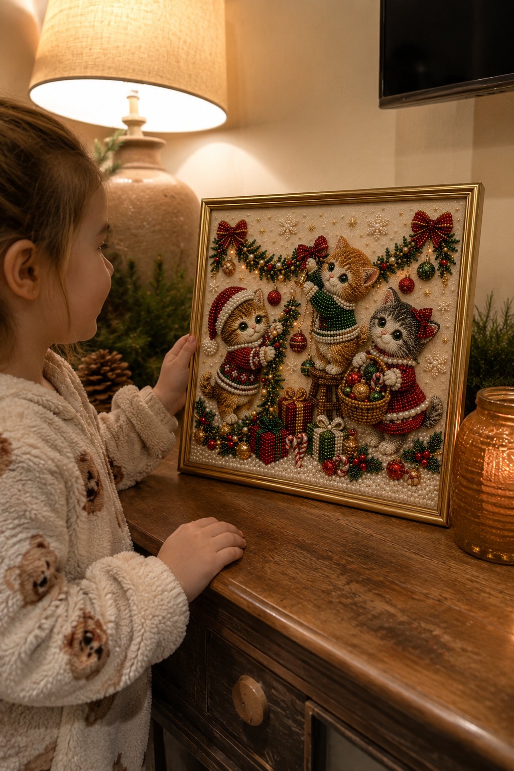 🎄🐾 LAST DAY 70% OFF – Premium 3D Pearl Christmas Kitty Art Kit