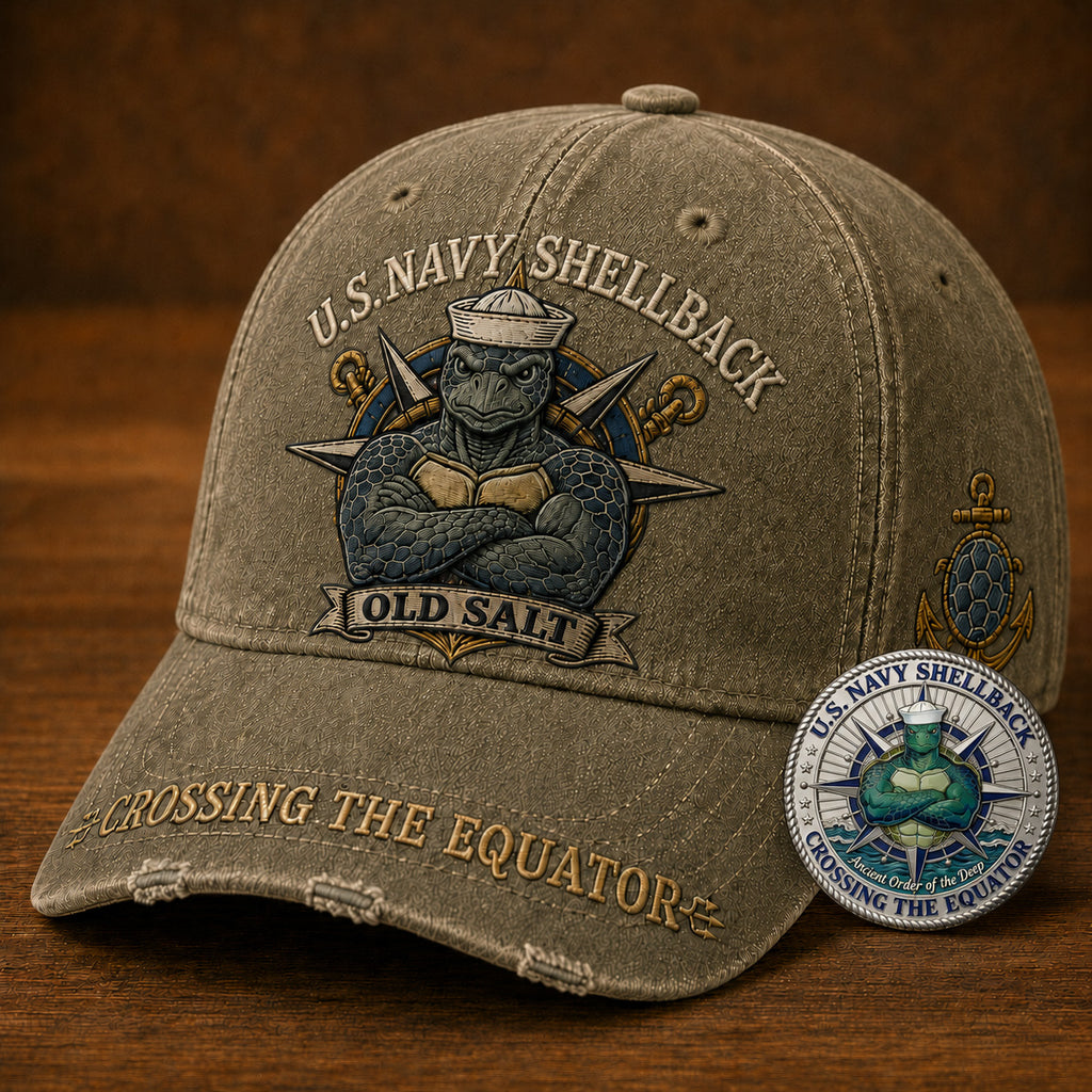 🔥 Last Day 70% OFF - U.S. Navy Shellback Old Salt Cap 🎁 Free Double-Sided Honor Coin With Every Cap Purchase