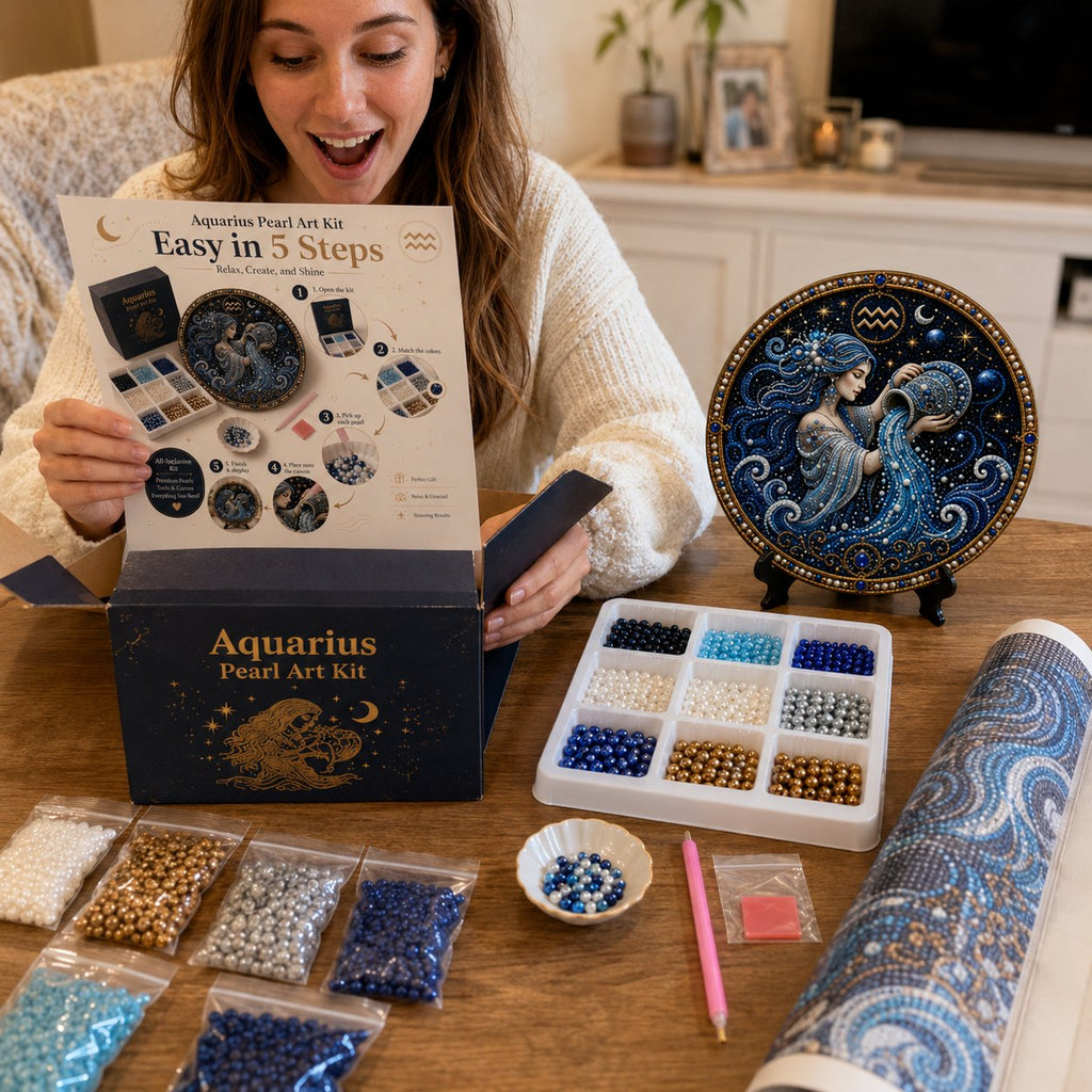 🔥 LAST DAY 70% OFF – ✨ Premium 3D Pearl 12 Zodiac Signs Art Kit | Luxury Flocked Canvas with Scratch-Resistant Non-Fading Pearl Beads DIY Handmade Astrology Decor ♈🌙💎