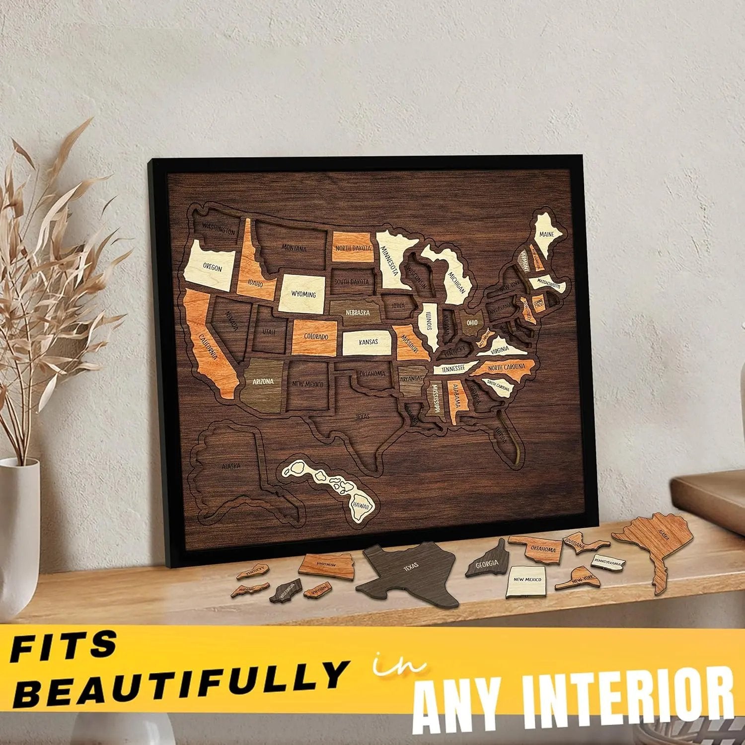 🔥Last Day 70% OFF -🇺🇸 Wooden USA Travel Map Puzzle🧩A Stylish Way to Track Your Journey & Memories