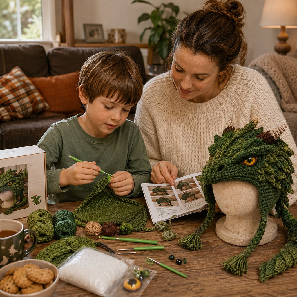 LSAT DAY 70% OFF🐉✨ Fantasy Hood Hat DIY Crochet Kit | Premium Soft Yarn Materials with Step-by-Step Guide DIY Handmade Wearable Character Hood 🧶🎭✨