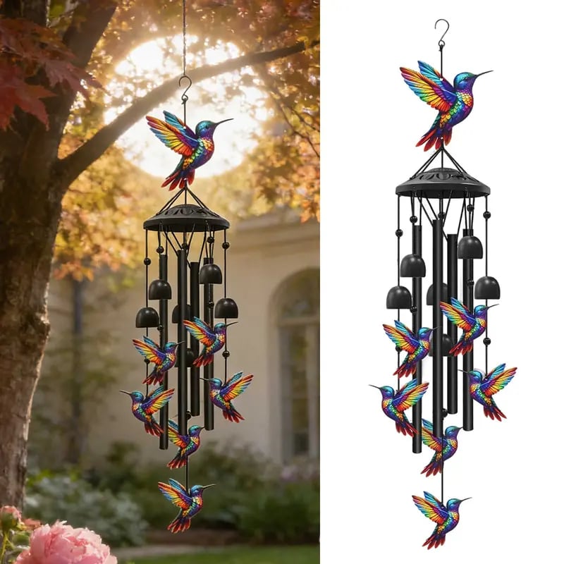 🔥Juneteenth 50% OFF-🐦Vintage Colorful Hummingbird Wind Chime with Metal Tubes and Bells