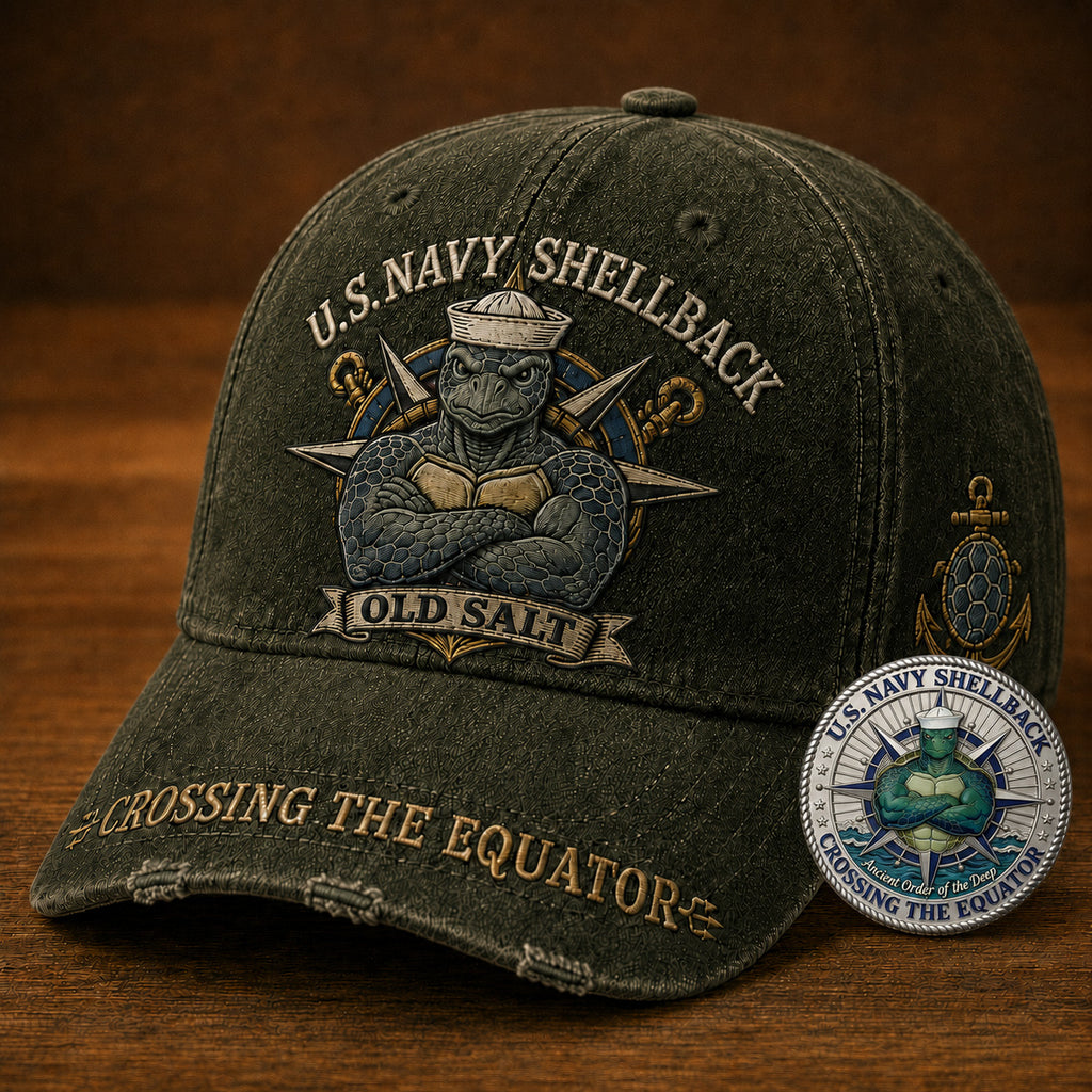 🔥 Last Day 70% OFF - U.S. Navy Shellback Old Salt Cap 🎁 Free Double-Sided Honor Coin With Every Cap Purchase