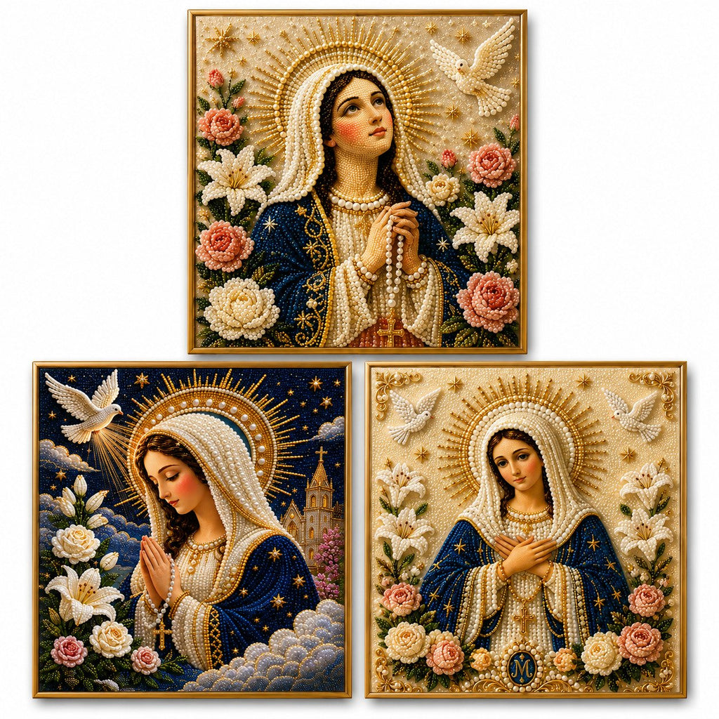 🔥Last Day Promo: 70% OFF-🙏 Divine Pearl Bead Virgin Mary Icon – A Peaceful DIY Faith Art Gift ✨