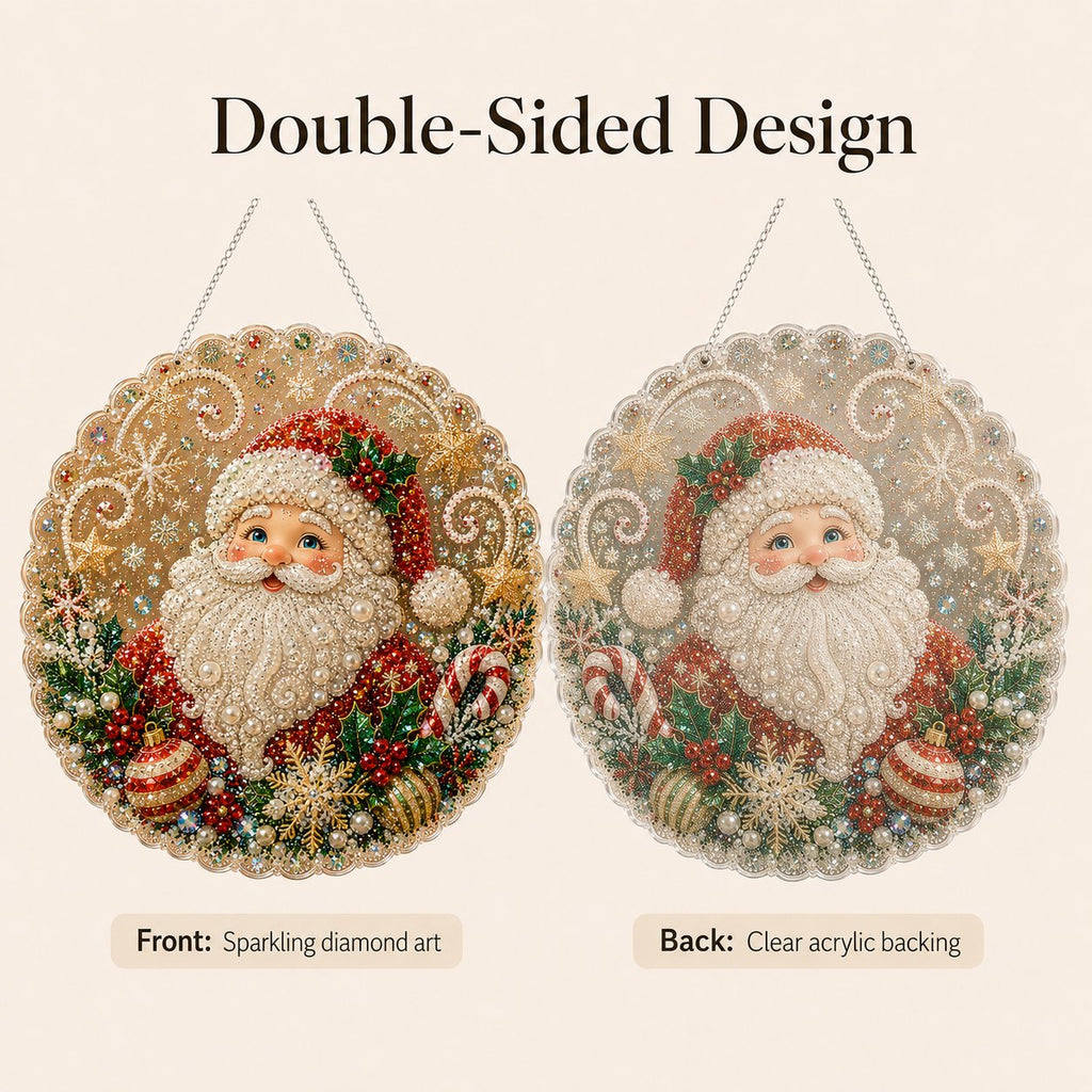 🎄CHRISTMAS EARLY BIRD SALE — 70% OFF – ✨ Christmas Pearl Diamond Art Hanging Ornament Kit | Luxury Flocked Canvas with Scratch-Resistant Non-Fading Pearl Beads DIY Handmade Holiday Hanging Decor 🎅💎