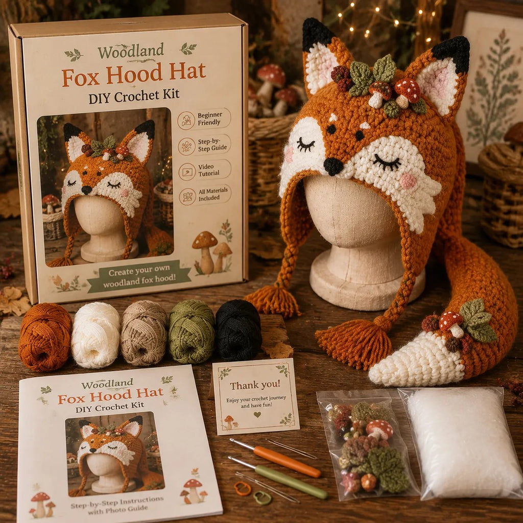 LSAT DAY 70% OFF🐉✨ Fantasy Hood Hat DIY Crochet Kit | Premium Soft Yarn Materials with Step-by-Step Guide DIY Handmade Wearable Character Hood 🧶🎭✨