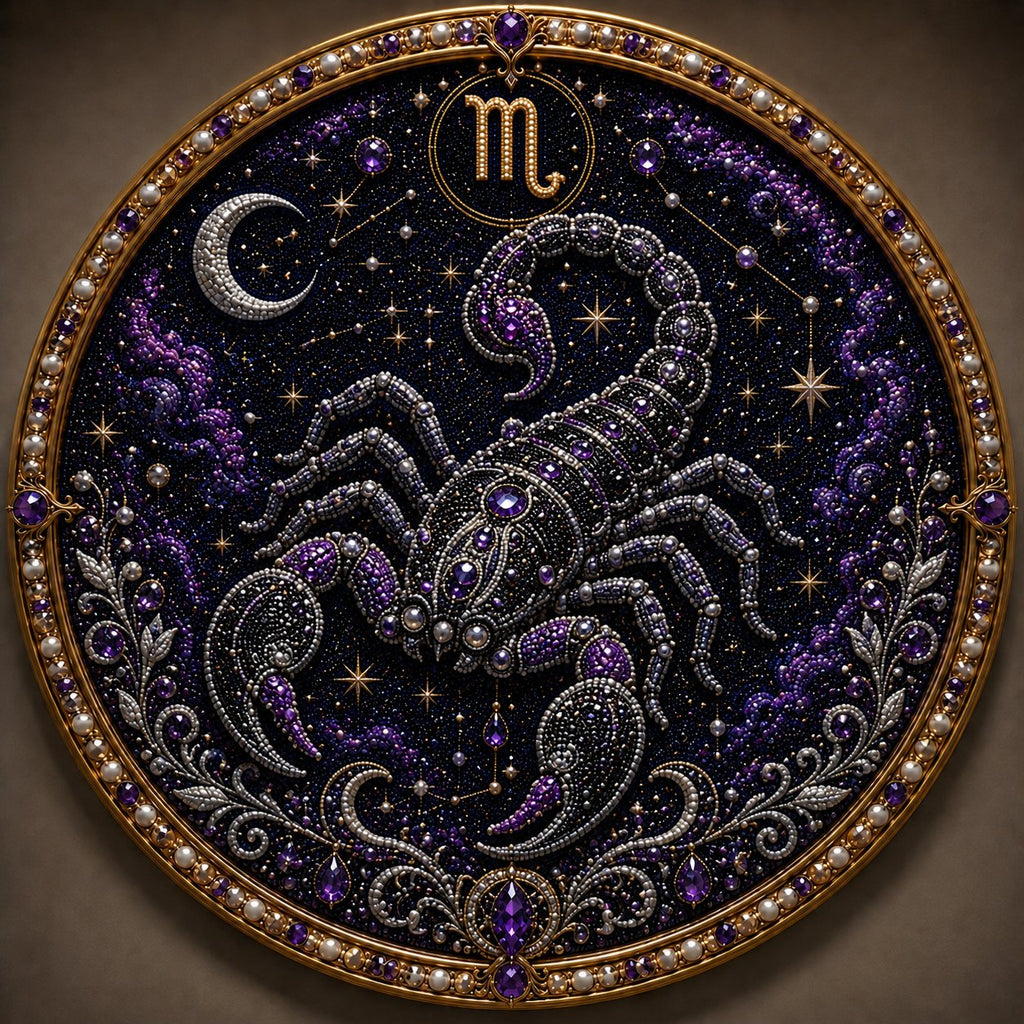 🔥 LAST DAY 70% OFF – ✨ Premium 3D Pearl 12 Zodiac Signs Art Kit | Luxury Flocked Canvas with Scratch-Resistant Non-Fading Pearl Beads DIY Handmade Astrology Decor ♈🌙💎