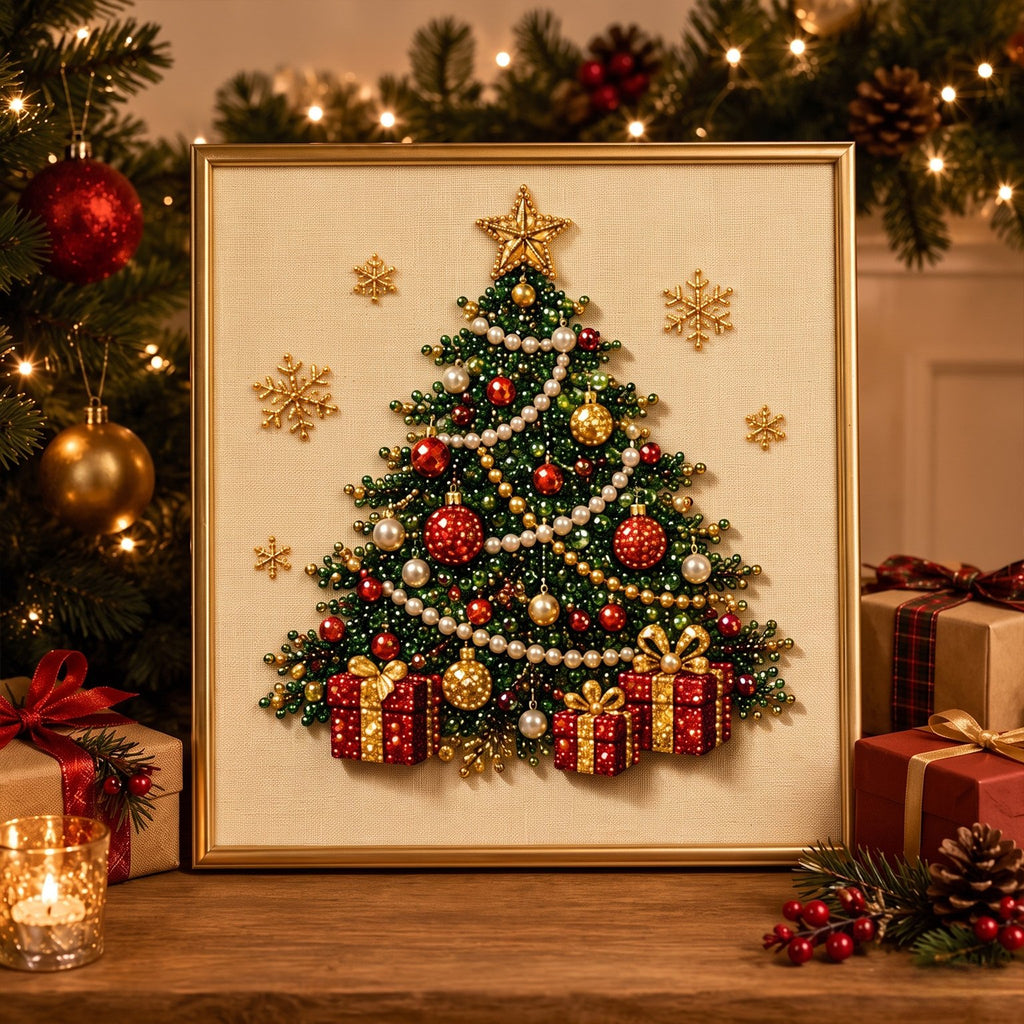 🎄CHRISTMAS EARLY BIRD SALE — 70% OFF – Premium 3D Pearl Christmas Diamond Painting Art Kit | Luxury Flocked Canvas with Scratch-Resistant Non-Fading Pearl Beads DIY Holiday Decor 🎅⛄️❄️
