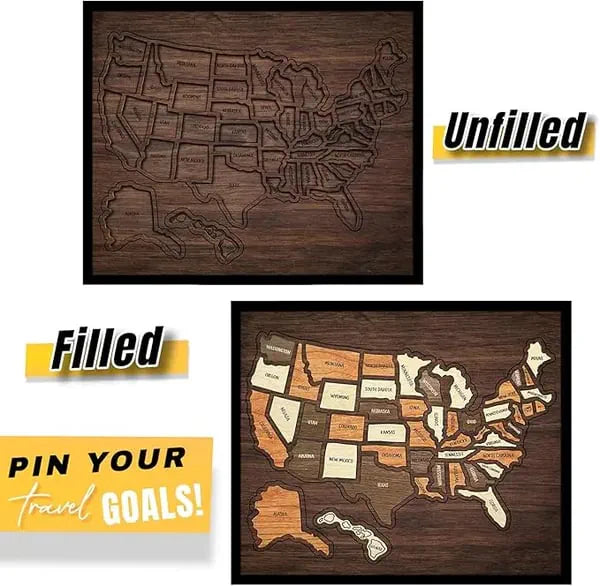 🔥Limited Time 70% off – USA Wooden Travel Map Puzzle for Adventure Lovers