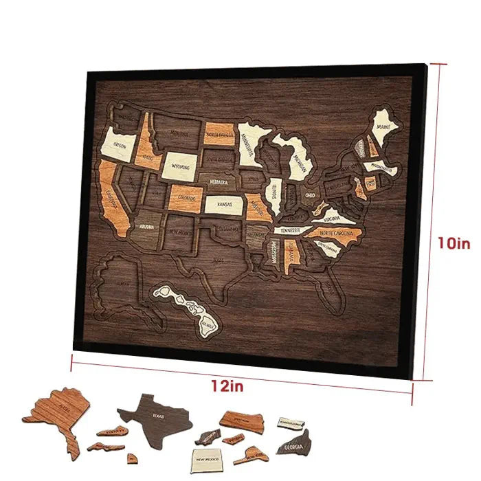 🔥Limited Time 70% off – USA Wooden Travel Map Puzzle for Adventure Lovers