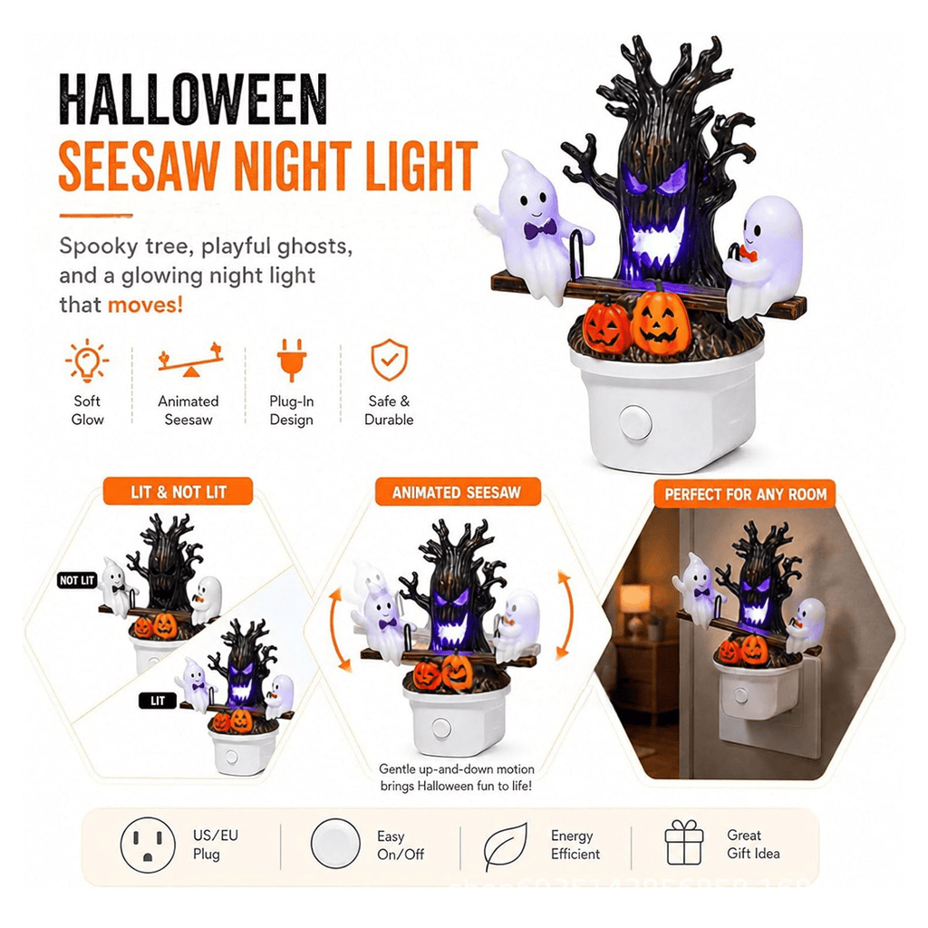 🔥Last Day Promo: 70% OFF🎃👻Animated Seesaw Ghost Plug In LED Night Light