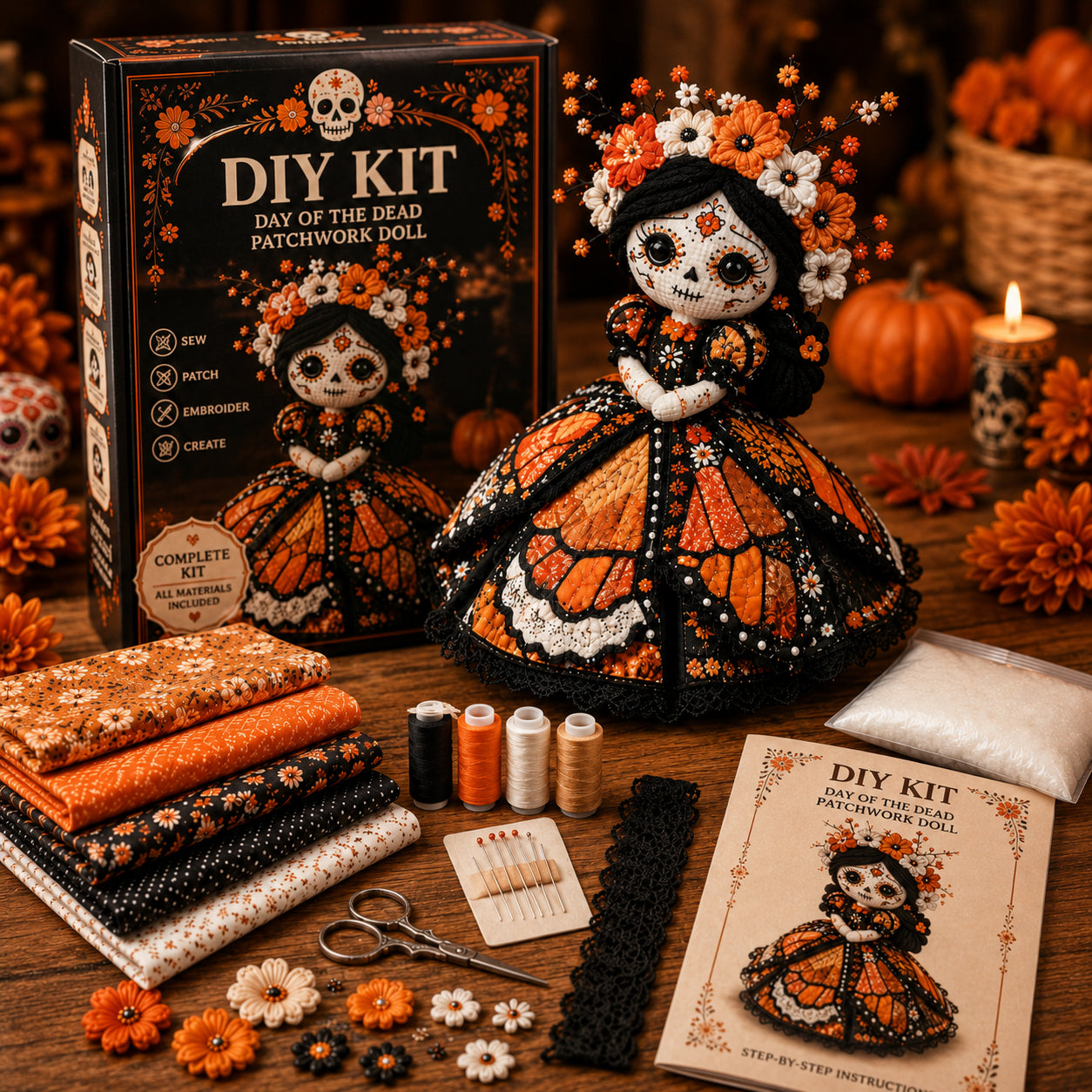 🔥LAST DAY 70% - Day of the Dead Patchwork Doll DIY Kit