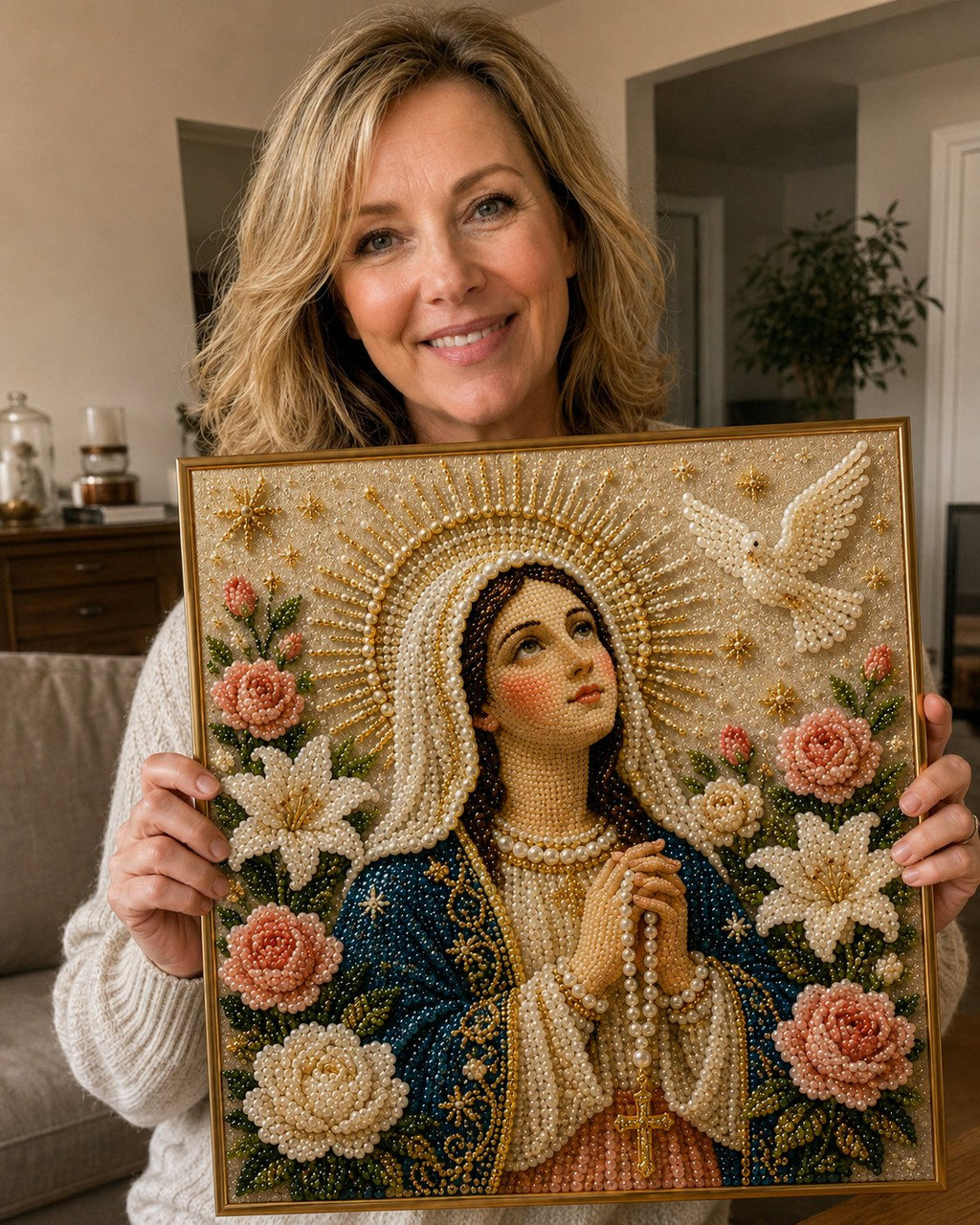 🔥Last Day Promo: 70% OFF-🙏 Divine Pearl Bead Virgin Mary Icon – A Peaceful DIY Faith Art Gift ✨