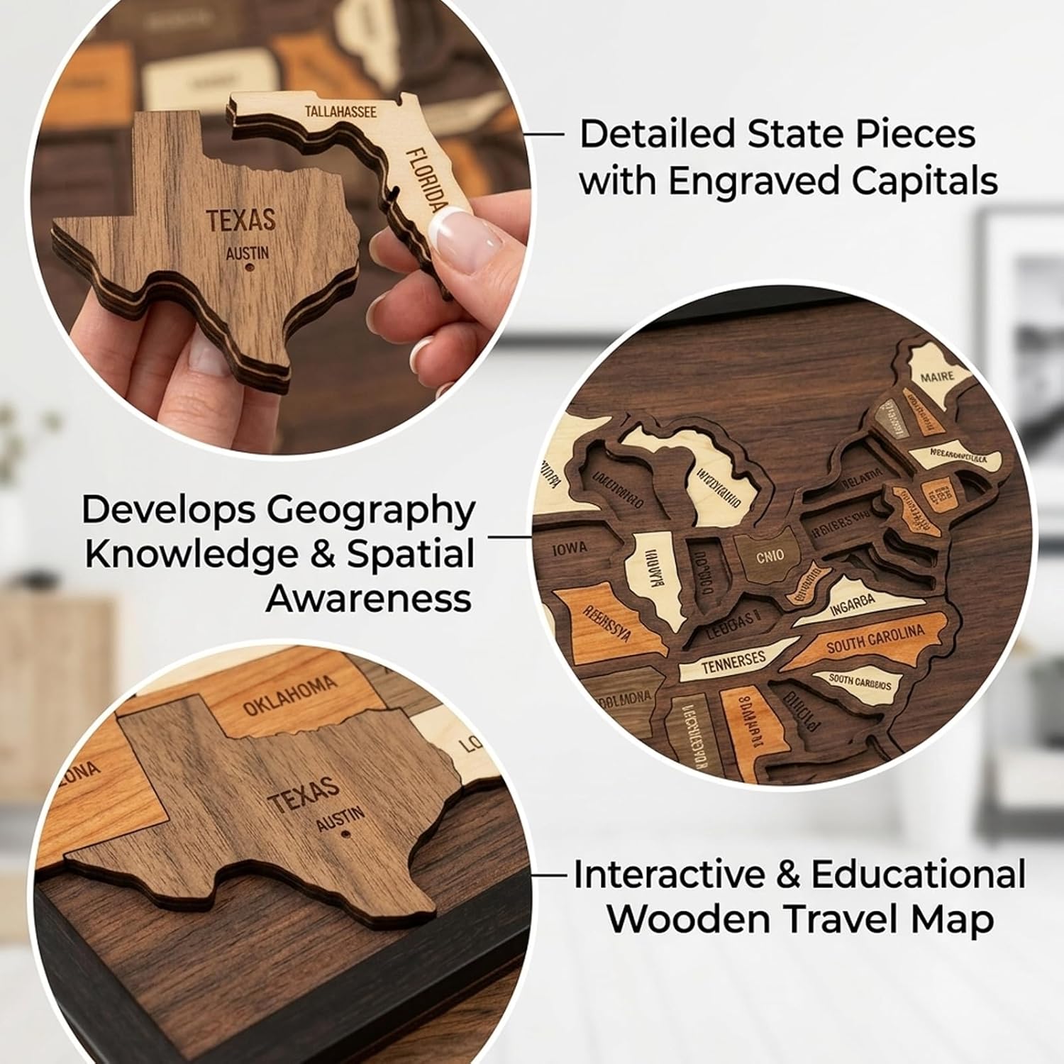 🔥Limited Time 70% off – USA Wooden Travel Map Puzzle for Adventure Lovers