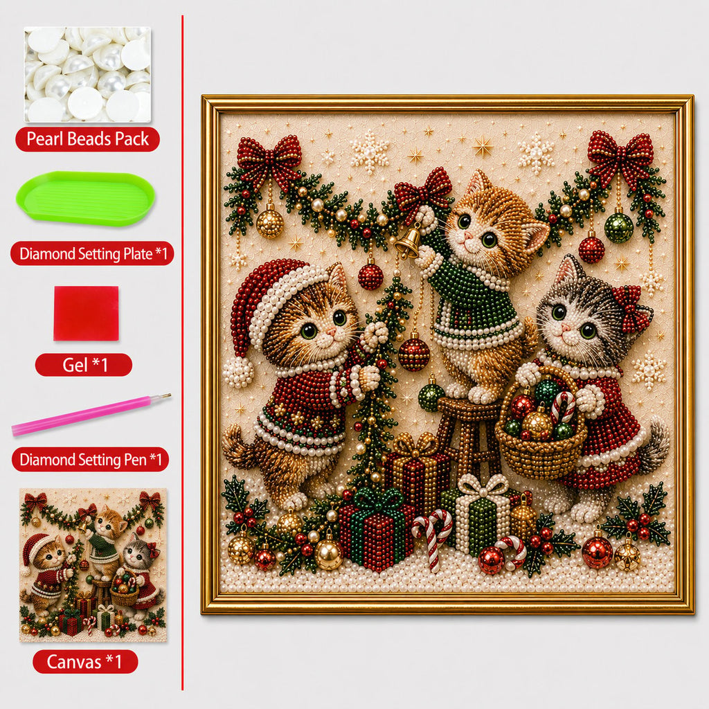 🎄🐾 LAST DAY 70% OFF – Premium 3D Pearl Christmas Kitty Art Kit