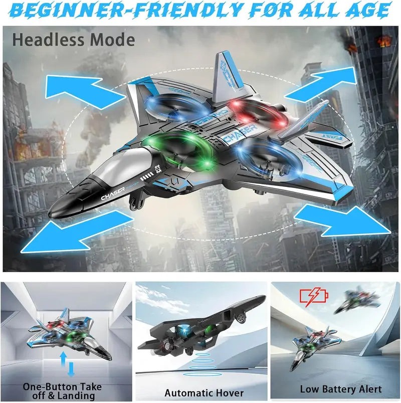 🔥Last Day Promo: 70% OFF-2.4G Remote Control Stunt Fighter Plane, Beginner Friendly RC Drone Aircraft With Headless Mode✈️