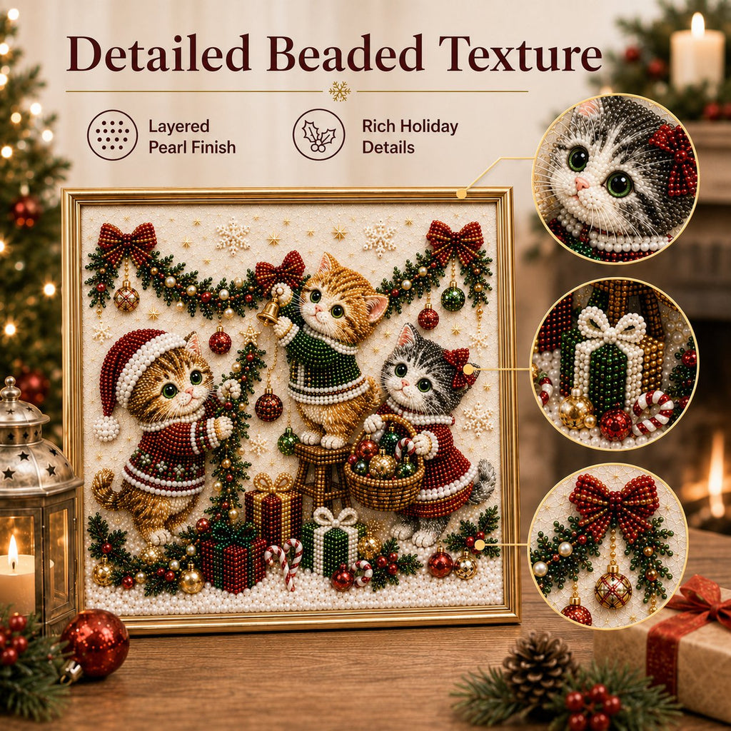 🎄🐾 LAST DAY 70% OFF – Premium 3D Pearl Christmas Kitty Art Kit