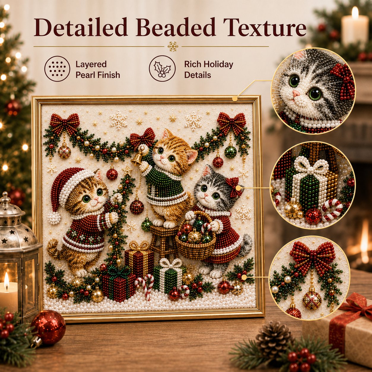 🎄🐾 LAST DAY 70% OFF – Premium 3D Pearl Christmas Kitty Art Kit