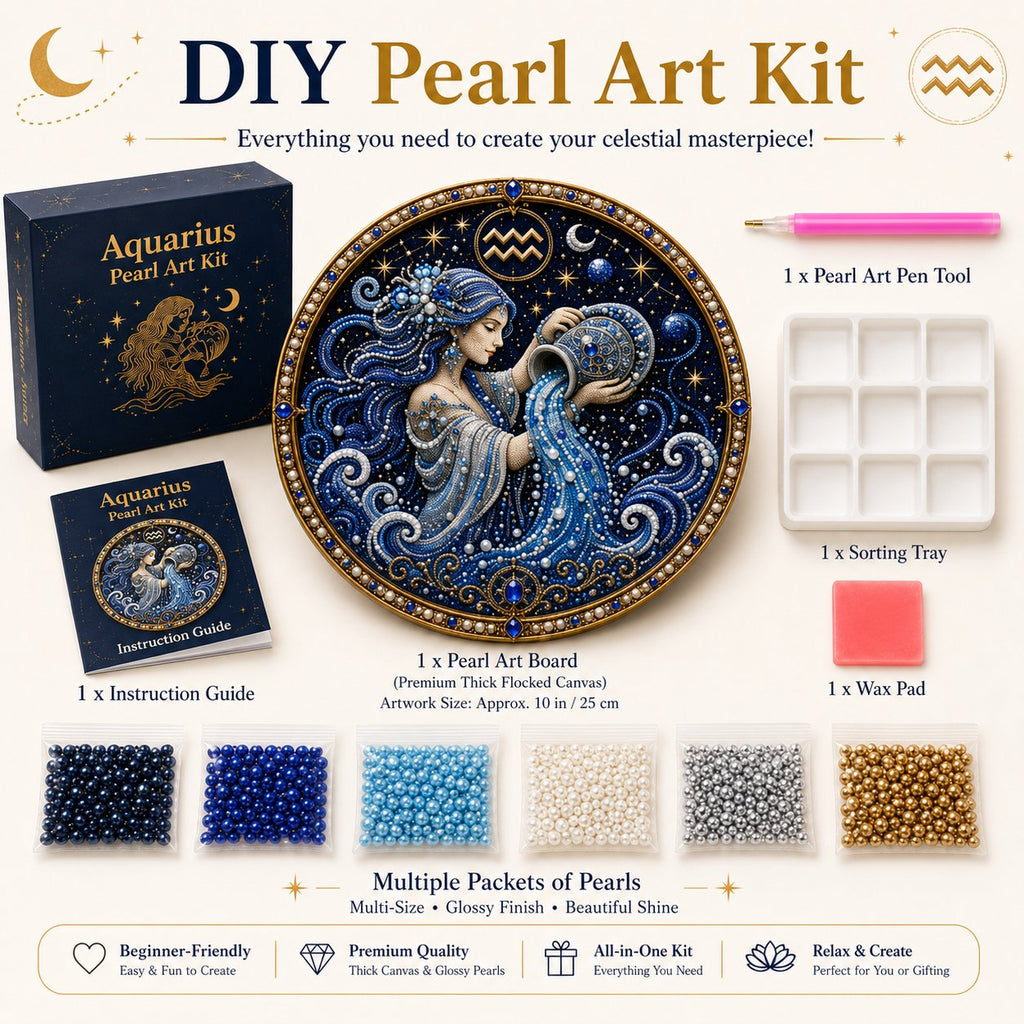 🔥 LAST DAY 70% OFF – ✨ Premium 3D Pearl 12 Zodiac Signs Art Kit | Luxury Flocked Canvas with Scratch-Resistant Non-Fading Pearl Beads DIY Handmade Astrology Decor ♈🌙💎