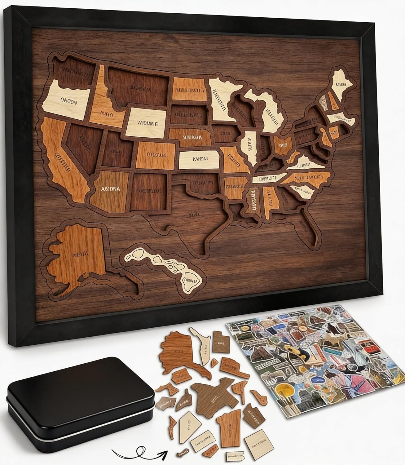 🔥Limited Time 70% off – USA Wooden Travel Map Puzzle for Adventure Lovers