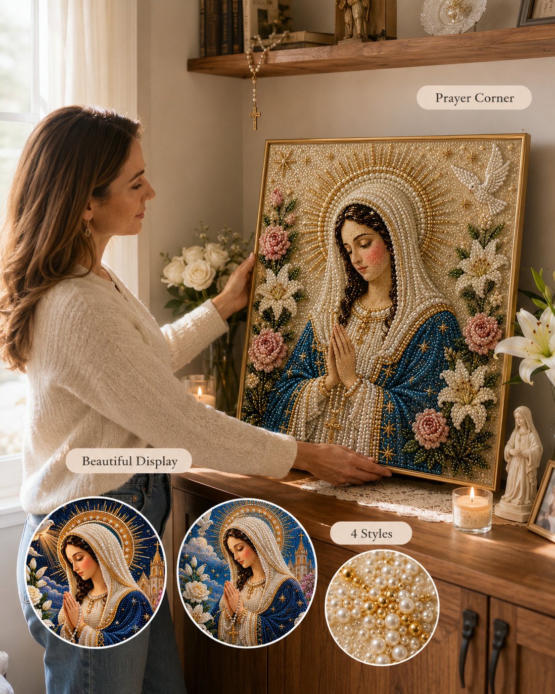 🔥Last Day Promo: 70% OFF-🙏 Divine Pearl Bead Virgin Mary Icon – A Peaceful DIY Faith Art Gift ✨