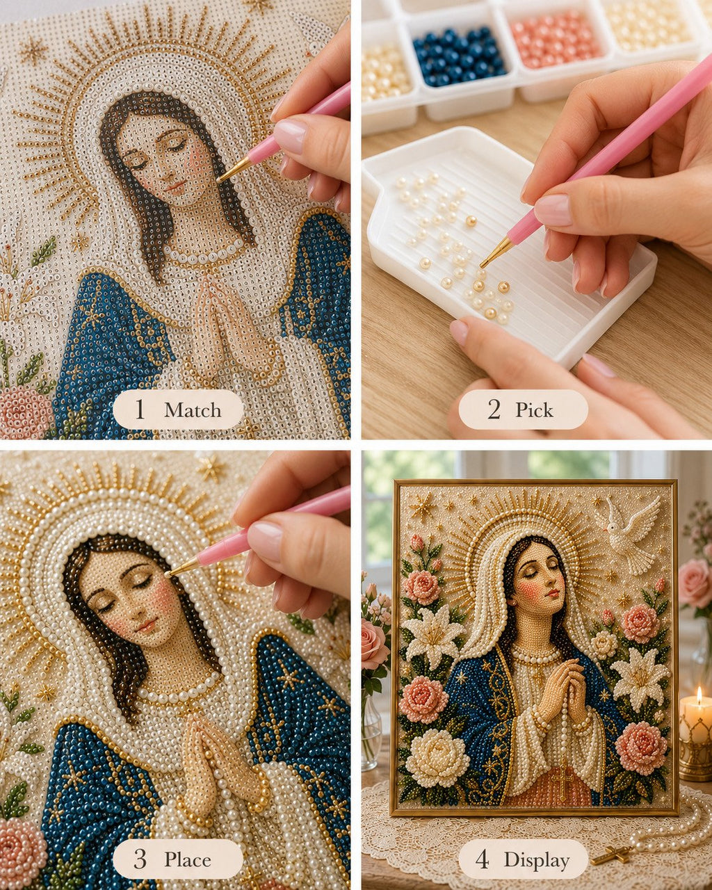 🔥Last Day Promo: 70% OFF-🙏 Divine Pearl Bead Virgin Mary Icon – A Peaceful DIY Faith Art Gift ✨
