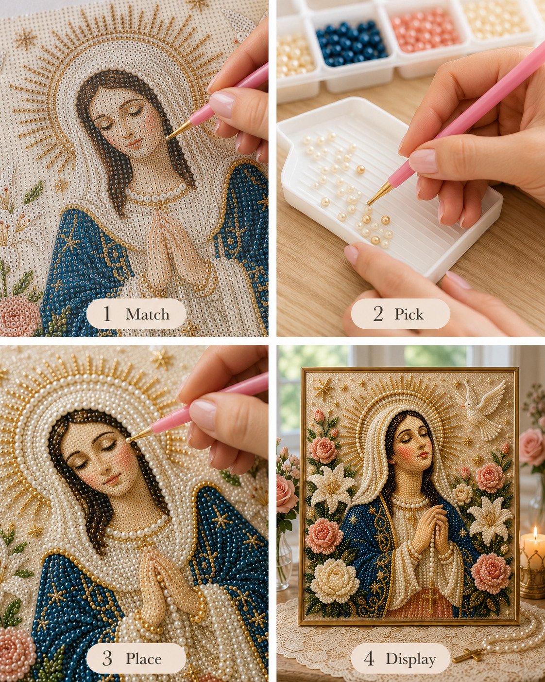 🔥Last Day Promo: 70% OFF-🙏 Divine Pearl Bead Virgin Mary Icon – A Peaceful DIY Faith Art Gift ✨