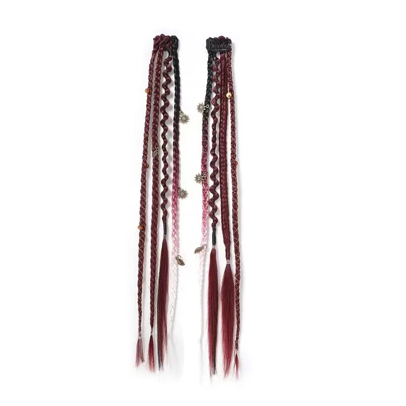 🔥🆕 2026 Boho Dreadlock Clip-In Hair Extensions 🌿 – 20" Braided Hair with Beads & Charms