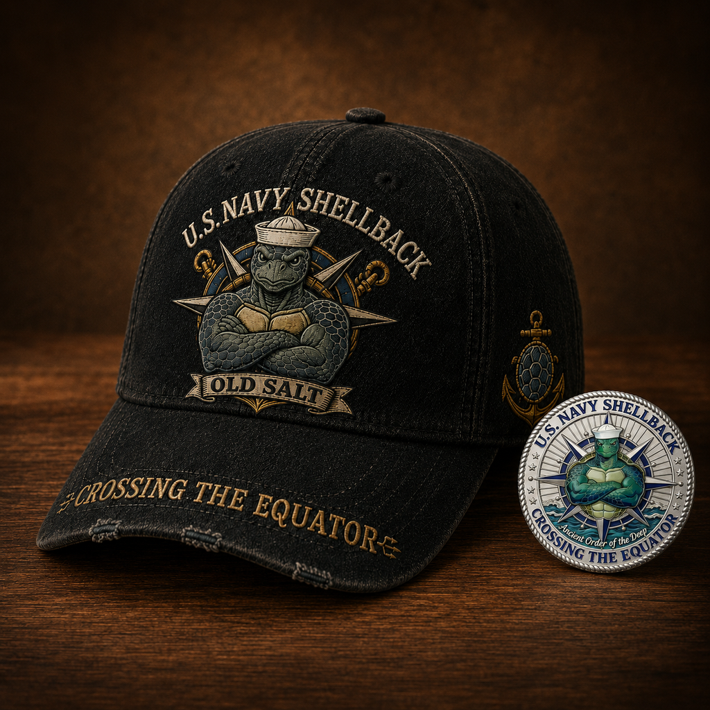 🔥 Last Day 70% OFF - U.S. Navy Shellback Old Salt Cap 🎁 Free Double-Sided Honor Coin With Every Cap Purchase