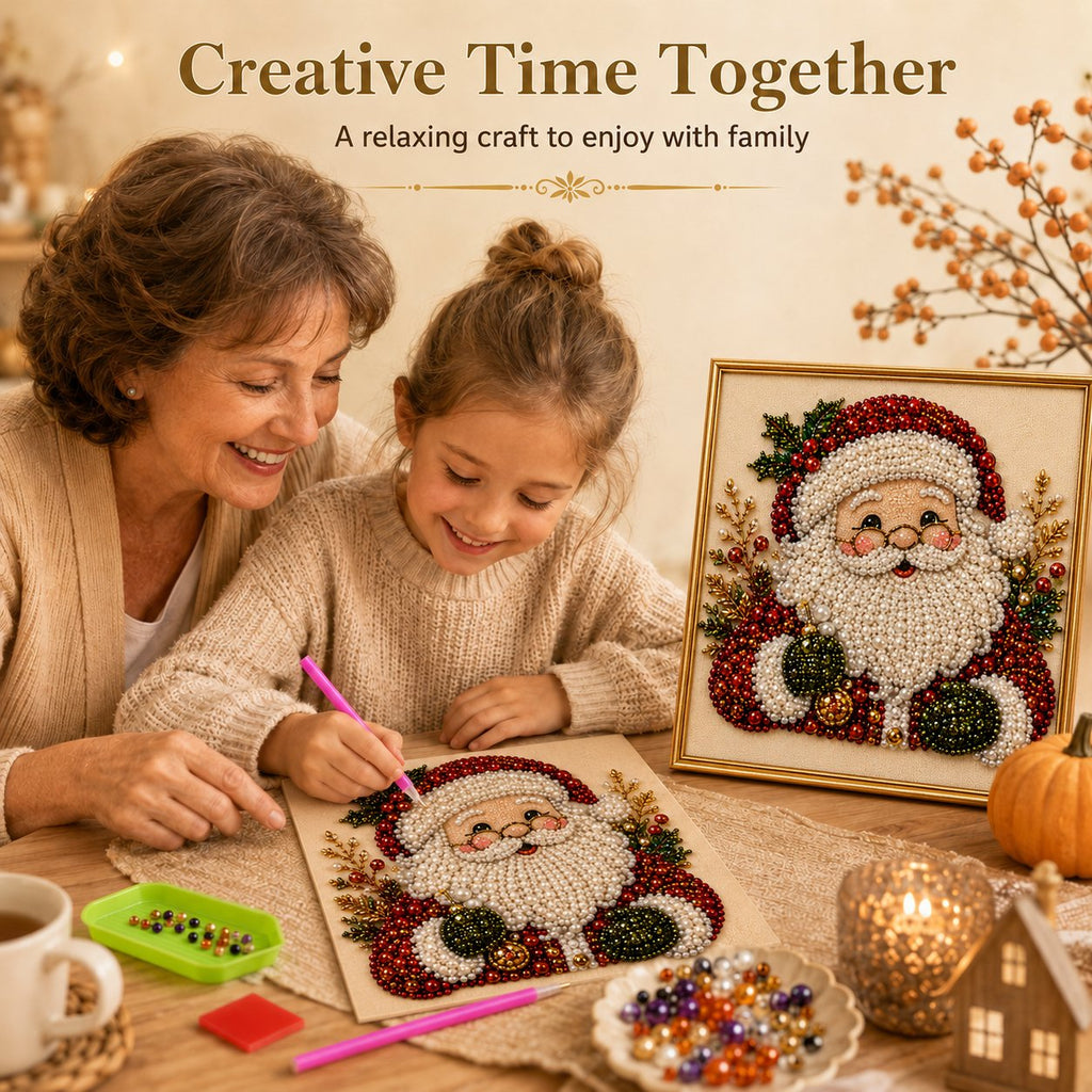 🎄CHRISTMAS EARLY BIRD SALE — 70% OFF – Premium 3D Pearl Christmas Diamond Painting Art Kit | Luxury Flocked Canvas with Scratch-Resistant Non-Fading Pearl Beads DIY Holiday Decor 🎅⛄️❄️