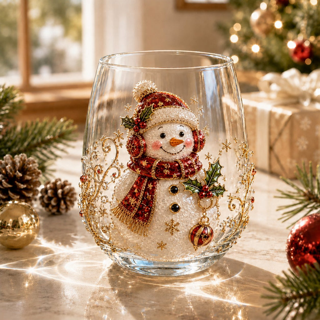 LSAT DAY 70% OFF🎅🎄 3D Christmas Glass Art Cup | Luxury Raised Holiday Glassware for Drinks, Decor & Christmas Gifts 🎁