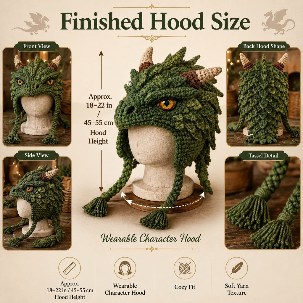 LSAT DAY 70% OFF🐉✨ Fantasy Hood Hat DIY Crochet Kit | Premium Soft Yarn Materials with Step-by-Step Guide DIY Handmade Wearable Character Hood 🧶🎭✨