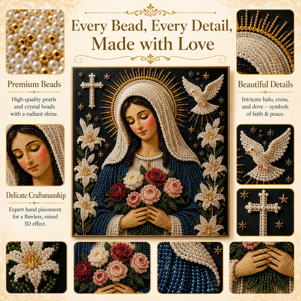 🔥Last Day Promo: 70% OFF-🙏 Divine Pearl Bead Virgin Mary Icon – A Peaceful DIY Faith Art Gift ✨
