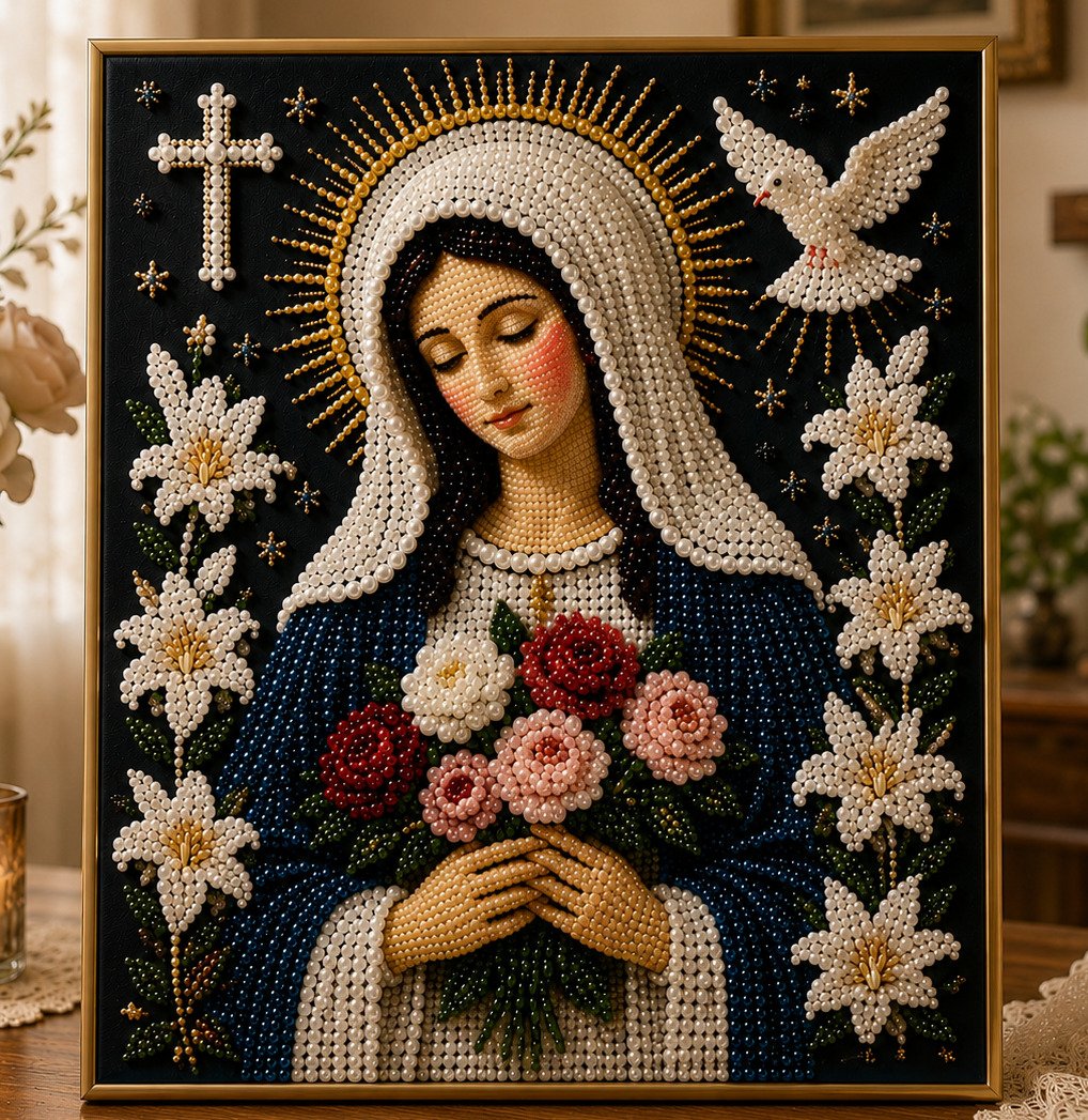 🔥Last Day Promo: 70% OFF-🙏 Divine Pearl Bead Virgin Mary Icon – A Peaceful DIY Faith Art Gift ✨