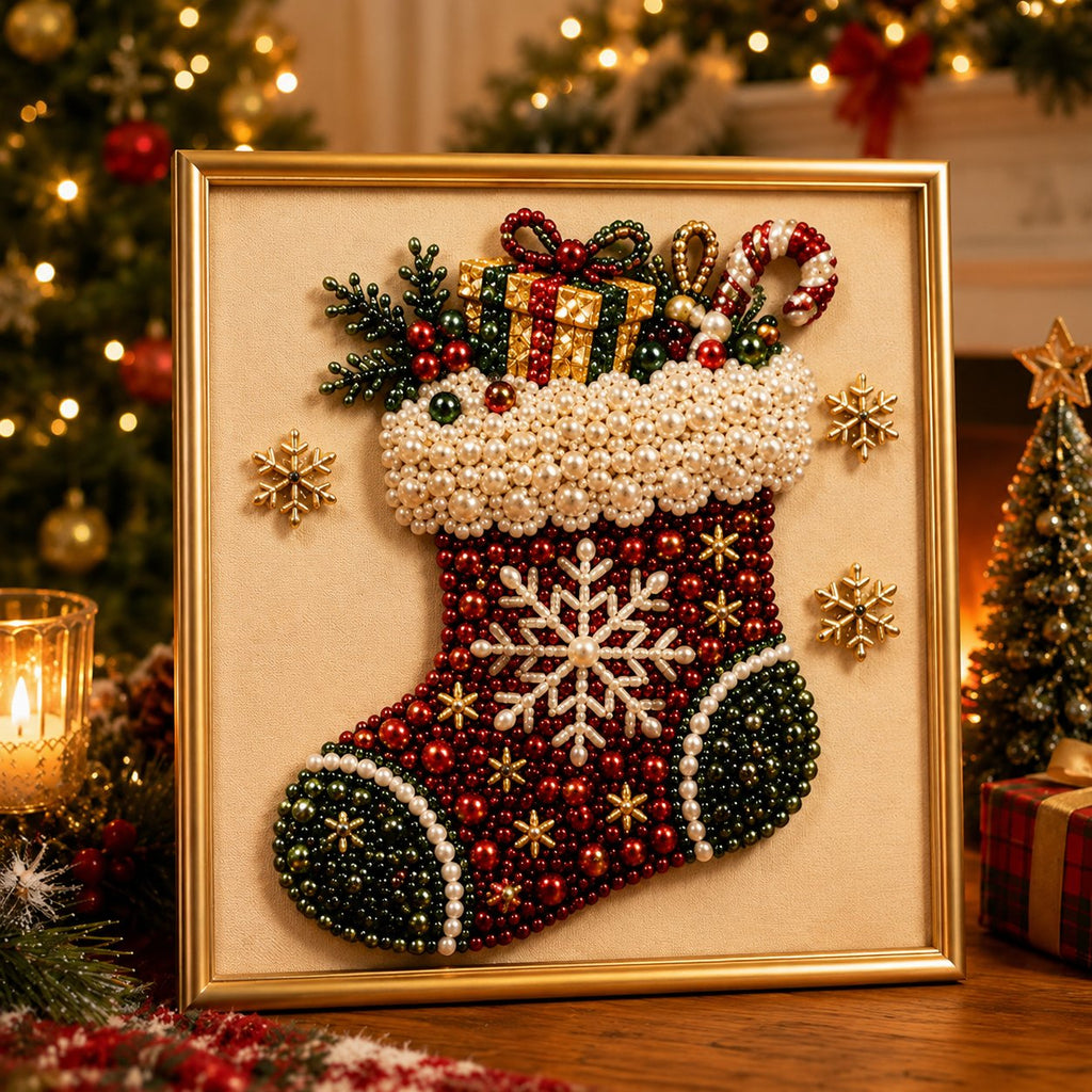 🎄CHRISTMAS EARLY BIRD SALE — 70% OFF – Premium 3D Pearl Christmas Diamond Painting Art Kit | Luxury Flocked Canvas with Scratch-Resistant Non-Fading Pearl Beads DIY Holiday Decor 🎅⛄️❄️