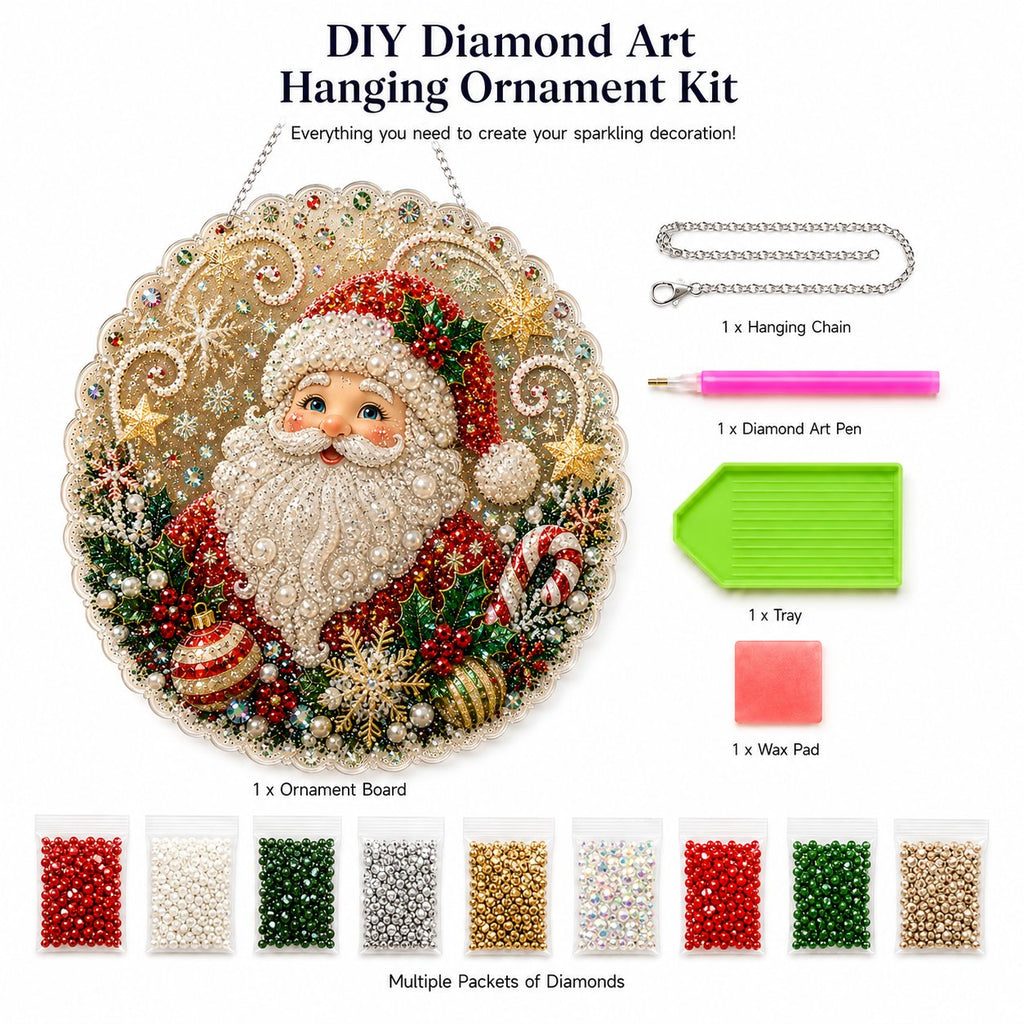 🎄CHRISTMAS EARLY BIRD SALE — 70% OFF – ✨ Christmas Pearl Diamond Art Hanging Ornament Kit | Luxury Flocked Canvas with Scratch-Resistant Non-Fading Pearl Beads DIY Handmade Holiday Hanging Decor 🎅💎