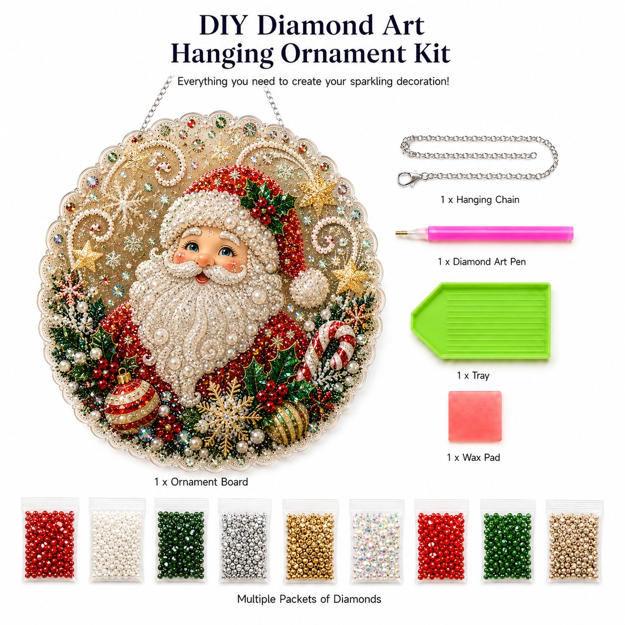 🎄CHRISTMAS EARLY BIRD SALE — 70% OFF – ✨ Christmas Pearl Diamond Art Hanging Ornament Kit | Luxury Flocked Canvas with Scratch-Resistant Non-Fading Pearl Beads DIY Handmade Holiday Hanging Decor 🎅💎