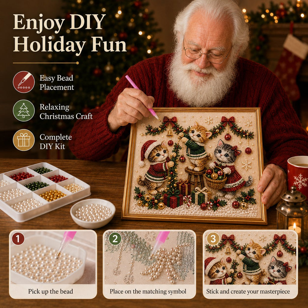 🎄🐾 LAST DAY 70% OFF – Premium 3D Pearl Christmas Kitty Art Kit