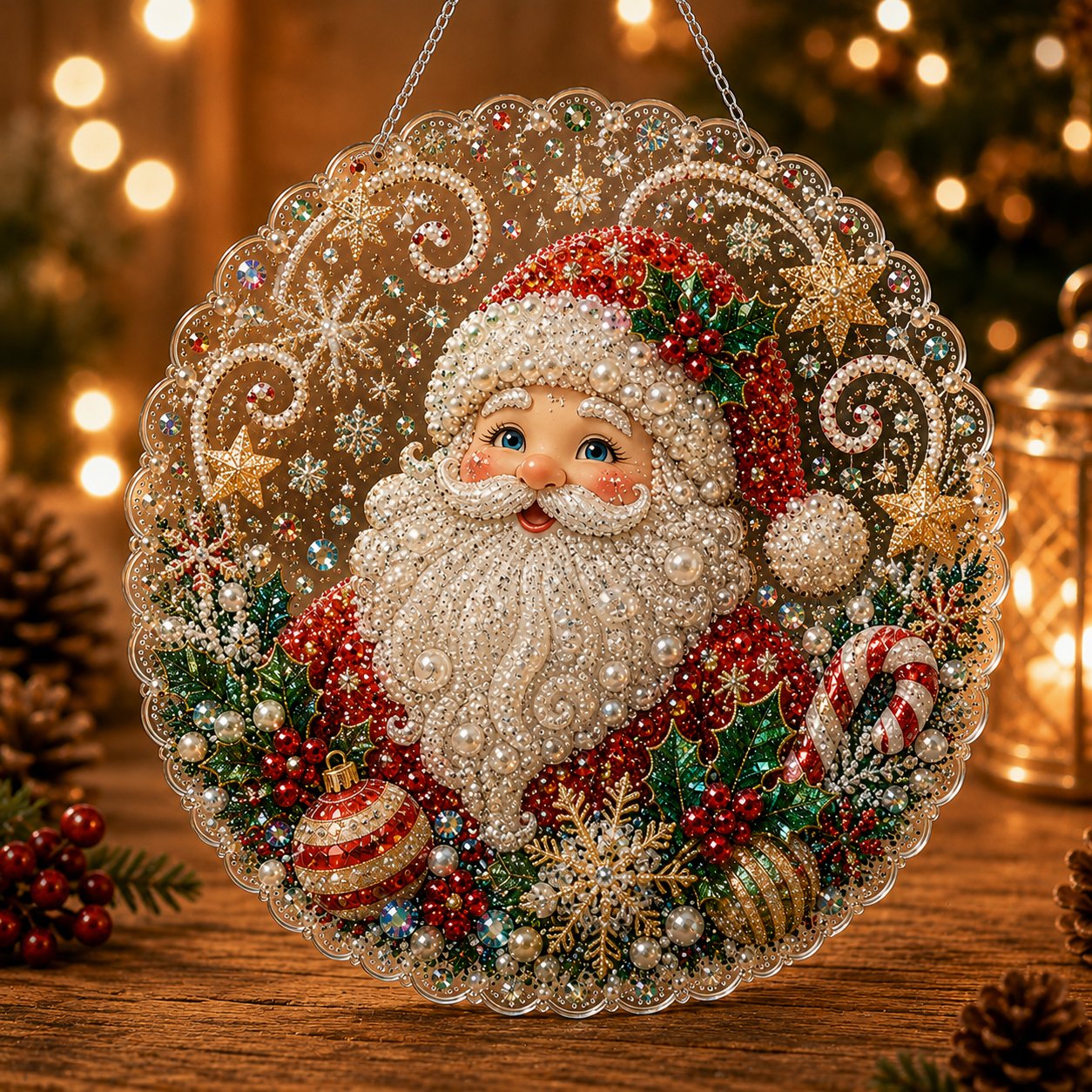 🎄CHRISTMAS EARLY BIRD SALE — 70% OFF – ✨ Christmas Pearl Diamond Art Hanging Ornament Kit | Luxury Flocked Canvas with Scratch-Resistant Non-Fading Pearl Beads DIY Handmade Holiday Hanging Decor 🎅💎
